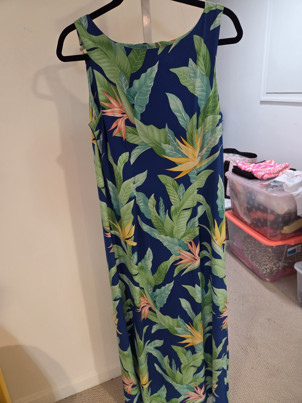 Tommy Bahama Navy Maxi Dress with Green and Yellow Tropical Print - Picture 5 of 6